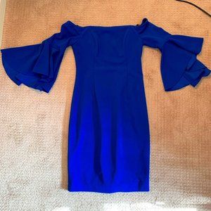 Calvin Klein Size 6 Blue off the shoulder dress